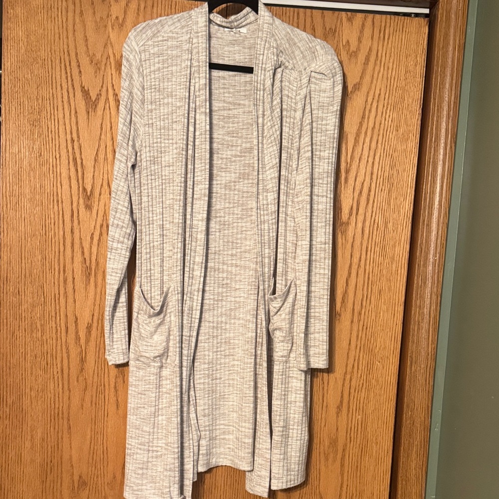 Maurices Light Gray Open Front Cardigan